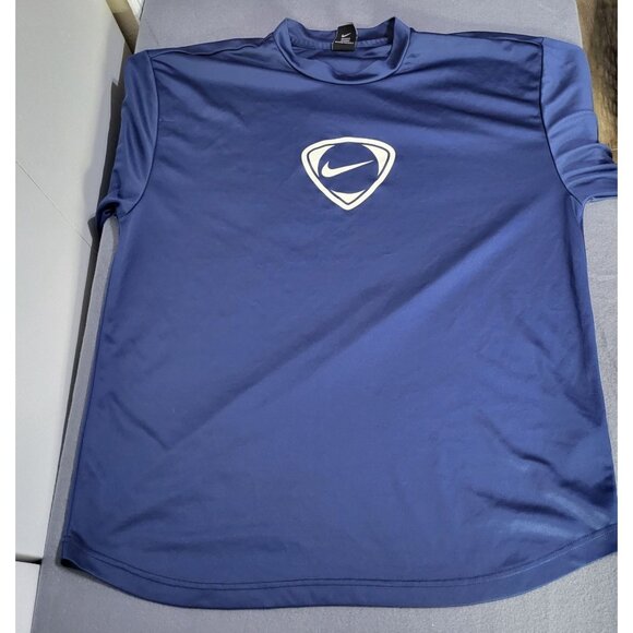 Nike Other - VTG NIKE Men's Dri-Fit Short Sleeve Performance Shirt Blue Mock Neck Logo Swoosh
